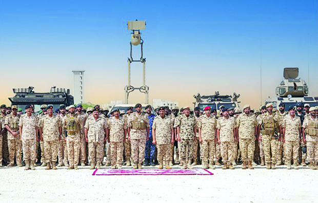 The Falcon Eye/3 military drill was held under the patronage of BDF Commander-in-Chief Field Marshal Shaikh Khalifa bin Ahmed Al Khalifa. The Commander-in-Chief praised the conduct of the exercise phases, which were carried out with a high level of combat professionalism. He emphasised that under the directives of His Majesty King Hamad, the Supreme Commander of the Armed Forces, and with the support of His Royal Highness Prince Salman bin Hamad Al Khalifa, Crown Prince, Deputy Supreme Commander of the Armed Forces and Prime Minister, the BDF continues to advance its realistic training plans across all branches and units, grounded in the highest military standards. The Commander-in-Chief expressed pride in the distinguished performance of the participants from various BDF branches and units in the drill and praised their dedication and determination to fulfil their duties to the highest standards.